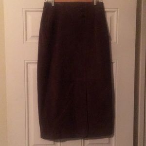 Brown Leather Suede Skirt Size 8